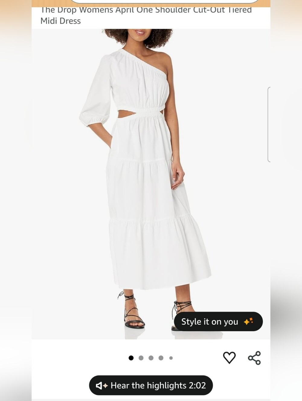 The Drop Women’s White One-Shoulder Tiered Cut-Out Midi Dress